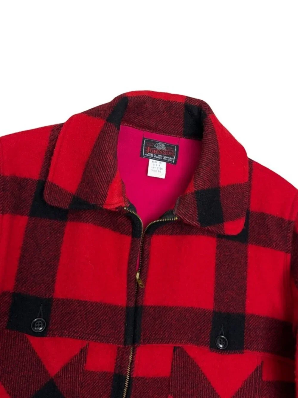 RARE VINTAGE 1950s Johnson Woolen Mills Wool Hunting Jacket Coat Red Mens Medium